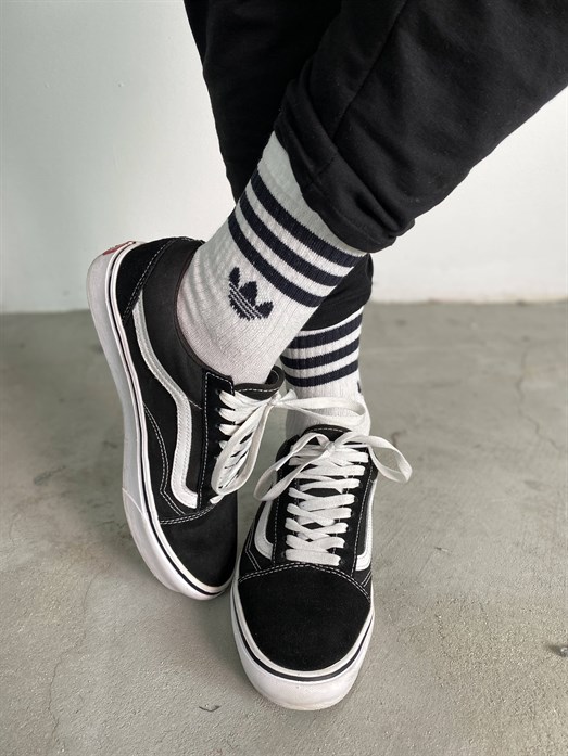 Beyaz 3 Şeritli Çorap