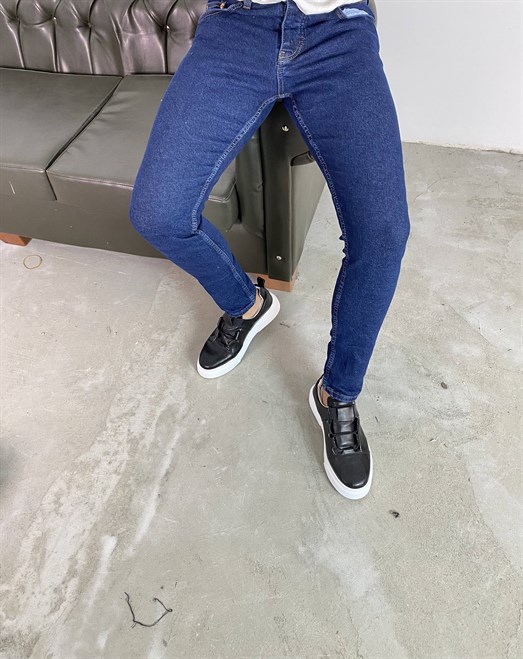 Erkek Koyu Mavi Slim Fit Kot Pantolon