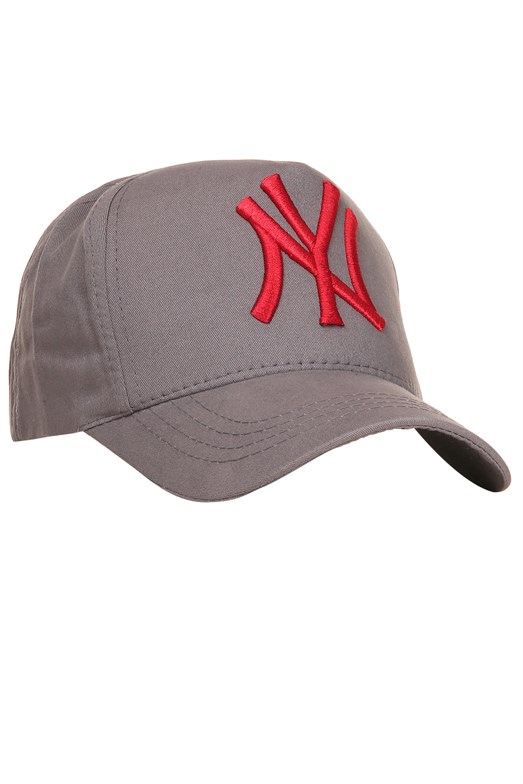 Gri Kırmızı NY Desenli Şapka