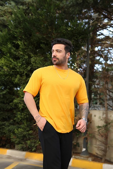 Erkek Sarı Oversize Tshirt